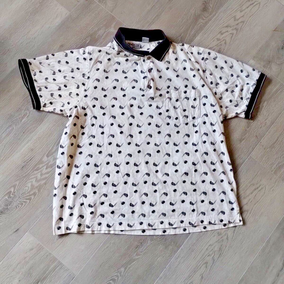 Penguin Other - VINTAGE Penguin Sport Polo Mens XL Golf Club Balls All Over Print Short Sleeve